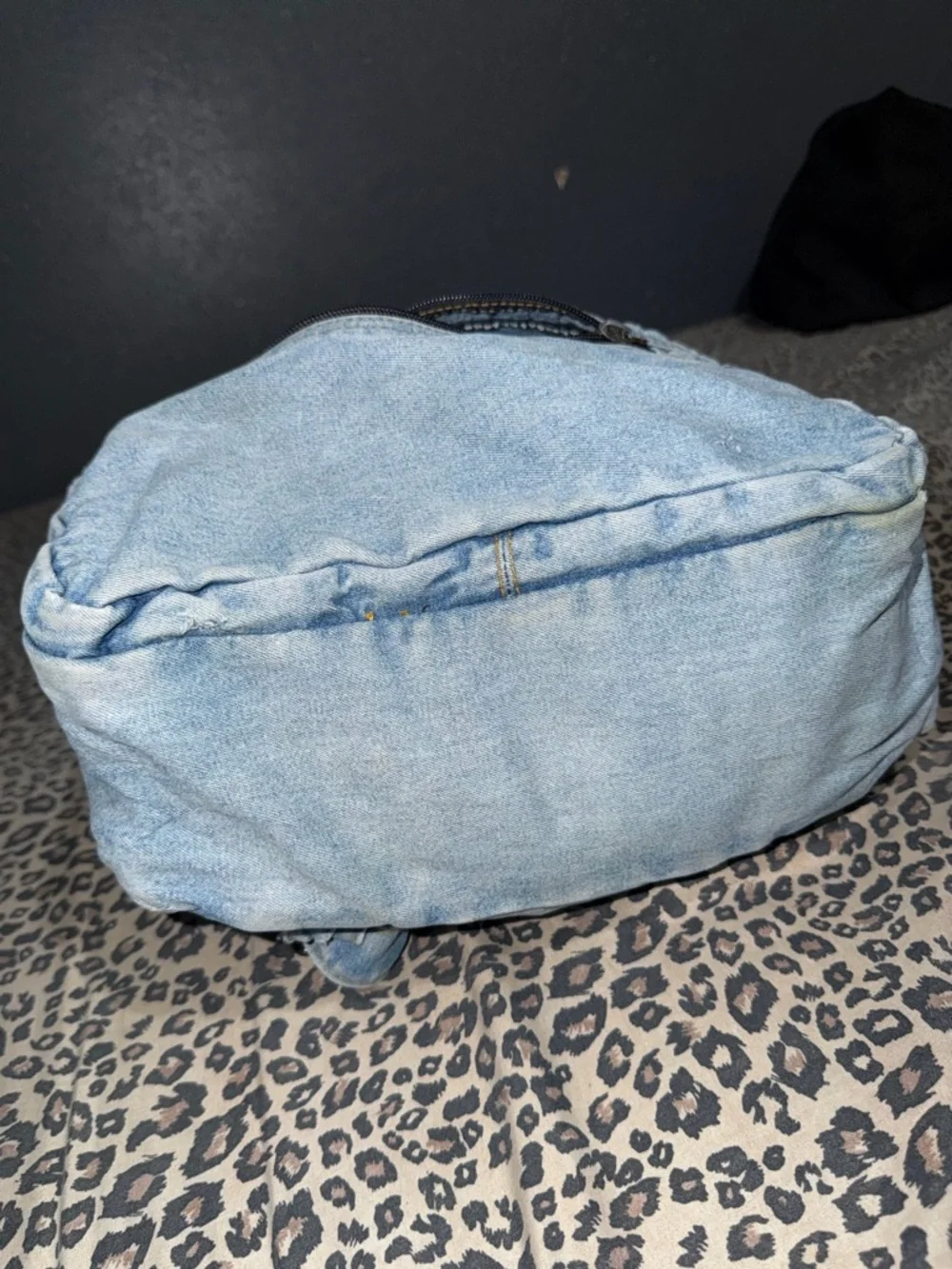 Disney Light Blue Denim Backpack with Mickey, Donald, Goofy & Pluto Patch